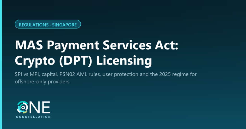 MAS Payment Services Act: Crypto (DPT) Licensing Pathway